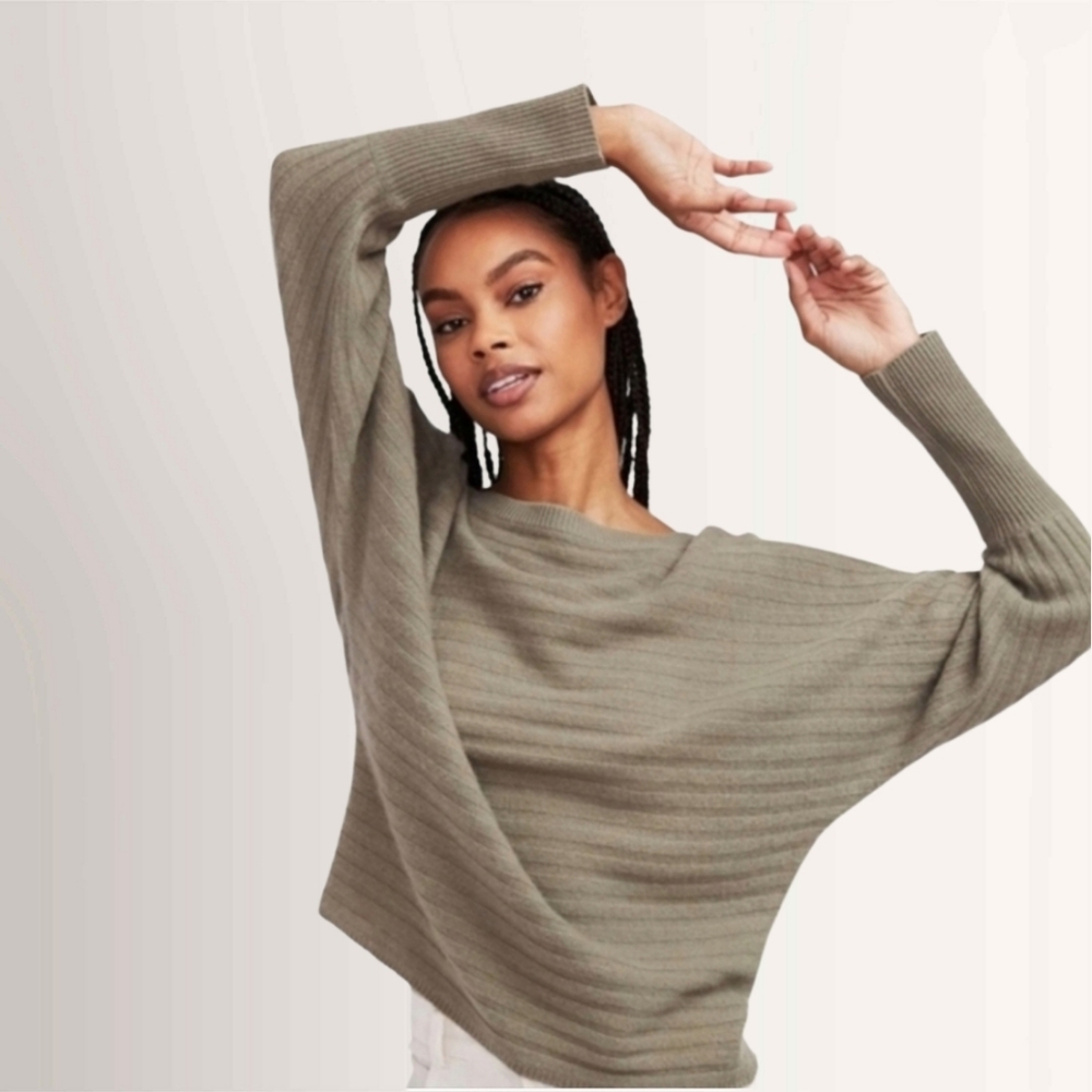 Naadam Dolman Sleeve Boatneck Coastal Cashmere Sweater Size Small